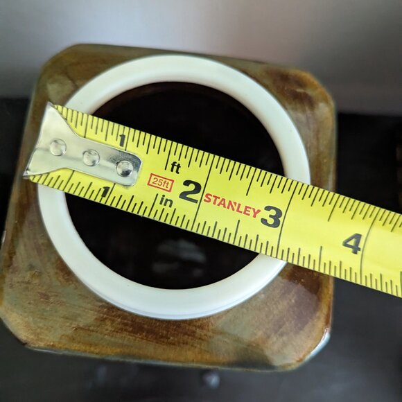 Pier One Imports Stoneware Canister Set Metal Megnet Scoops Textured - Picture 14 of 15